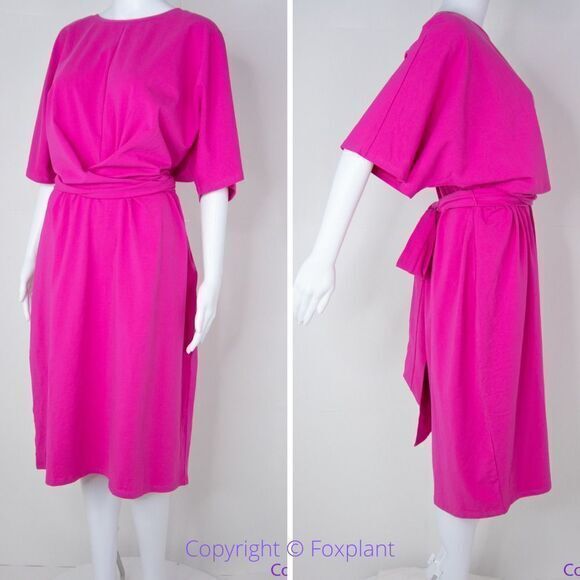 NEW Eloquii Pink Cross Front Flutter‎ Sleeve Dress, size 18 - Picture 4 of 15